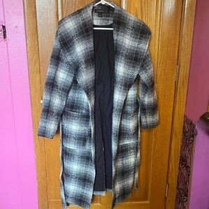 Halogen Black and White Textured Coat